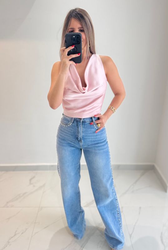 Light Pink Satín Blouse