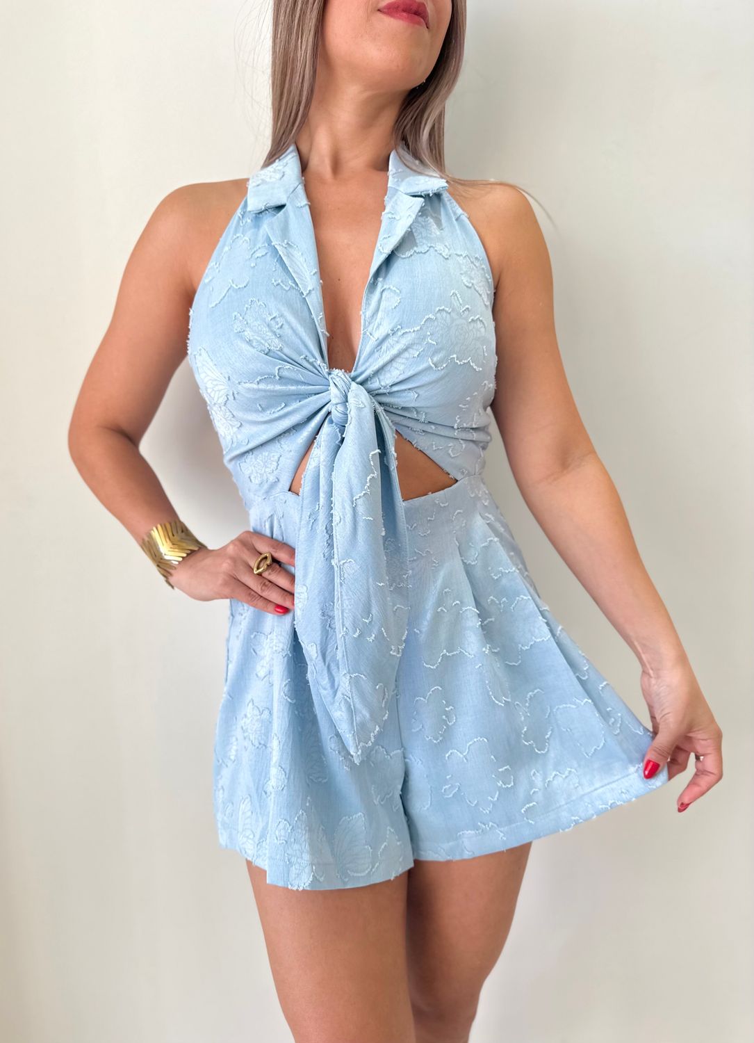 Baby Blue Casual Romper