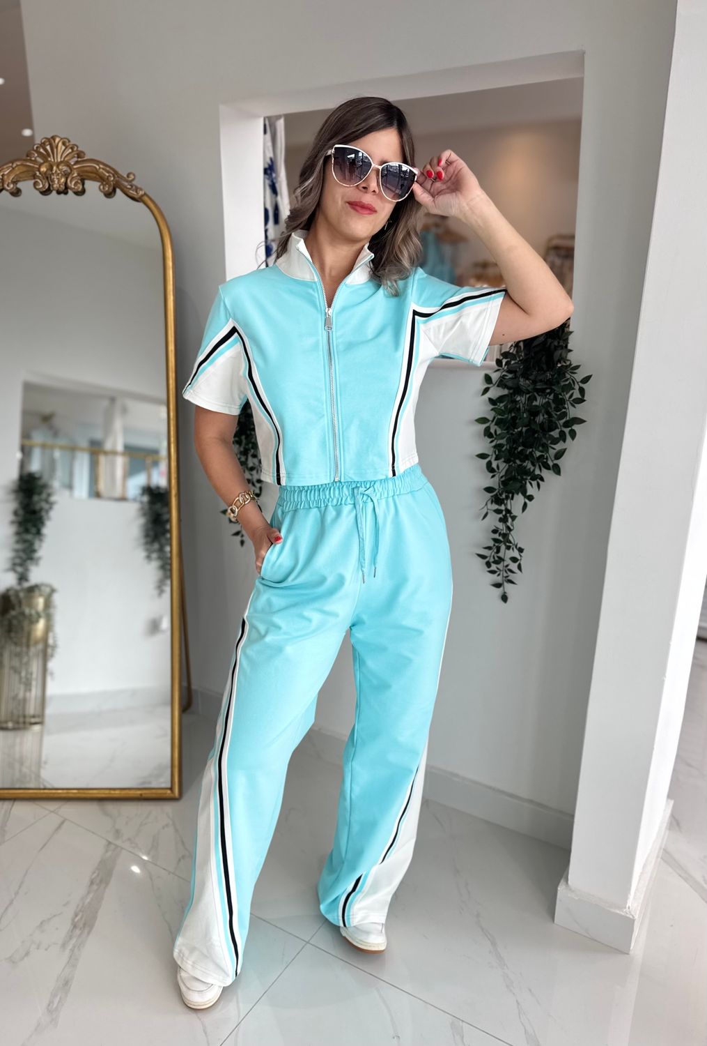 Aqua Blue Comfy Pant Set