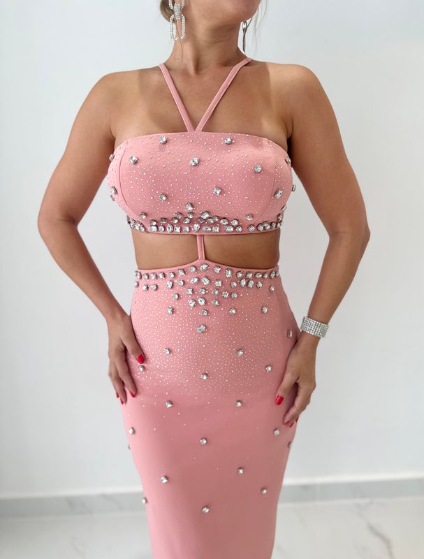 Pink Rhinestones Premium Collection Dress
