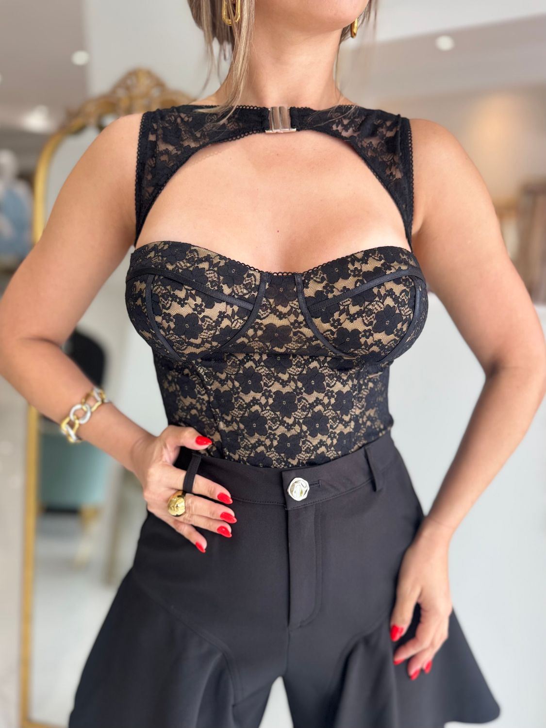 2 in 1 Black Lace Bustier