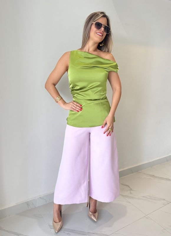 Green Satin Elegant Blousse