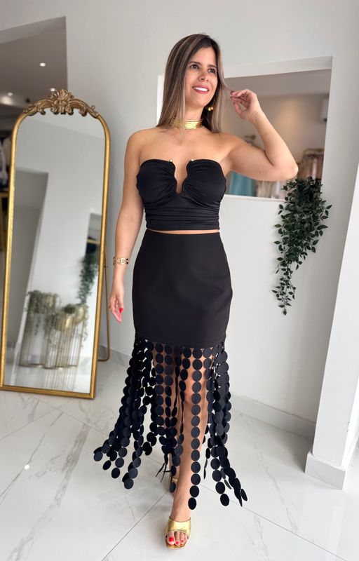 Black Circles Bangs Skirt