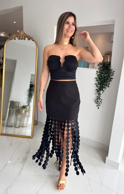 Black Circles Bangs Skirt