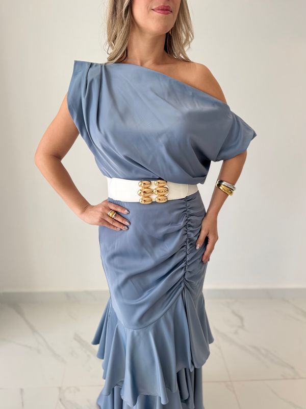 Blue Pastel Elegant Exclusive Skirt Set