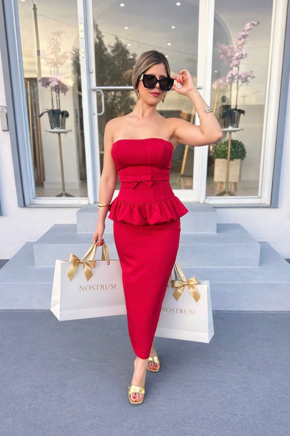 Red Strapless Classy Premium Collection Skirt Set