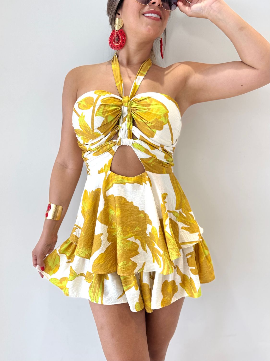 Yellow Printed Romper