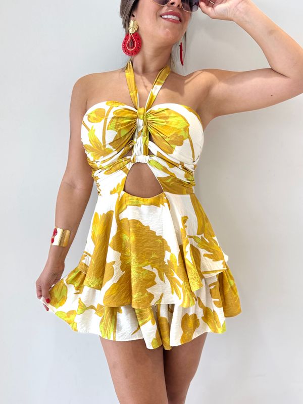 Yellow Printed Romper