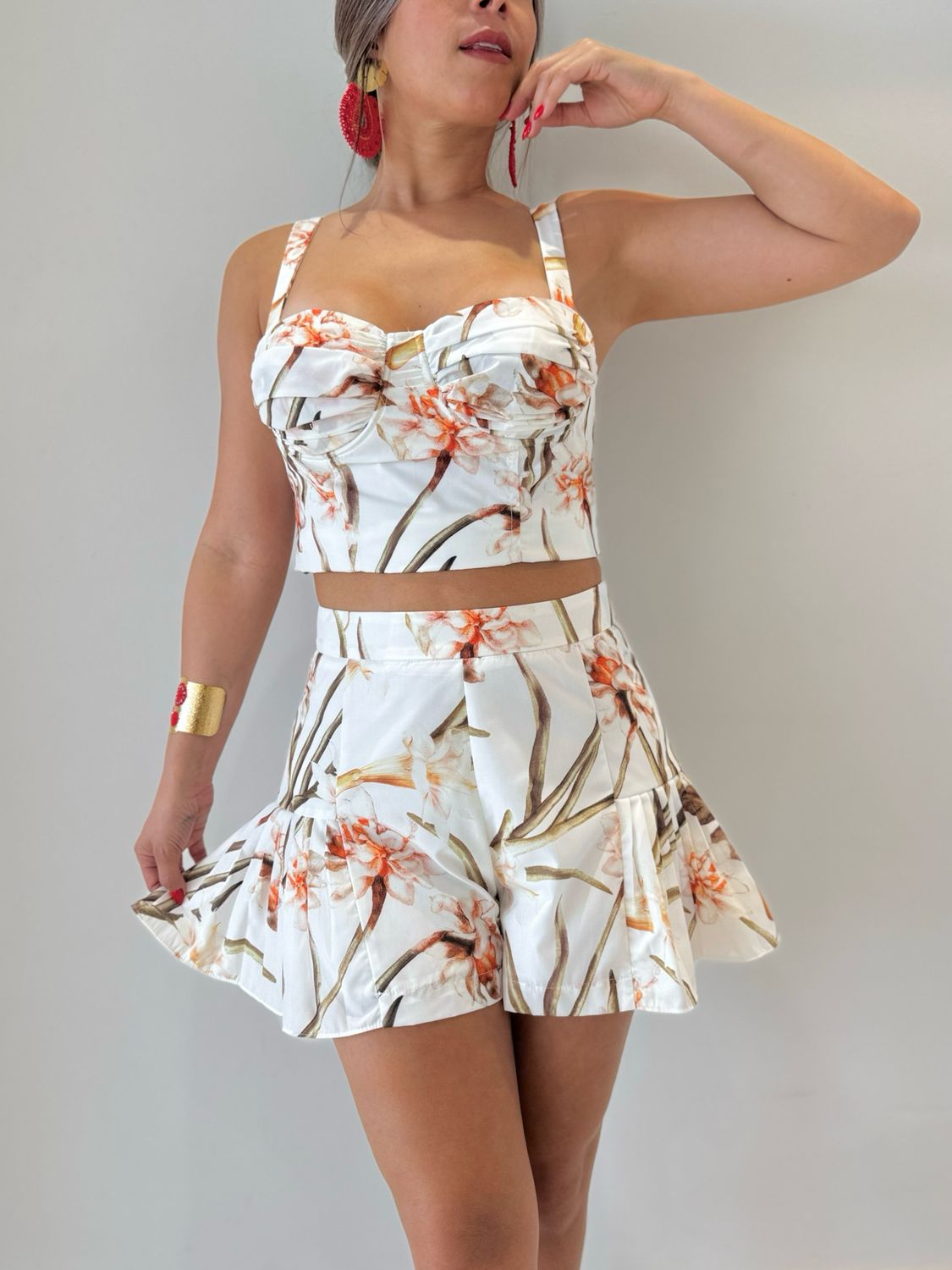White Printed Short Set