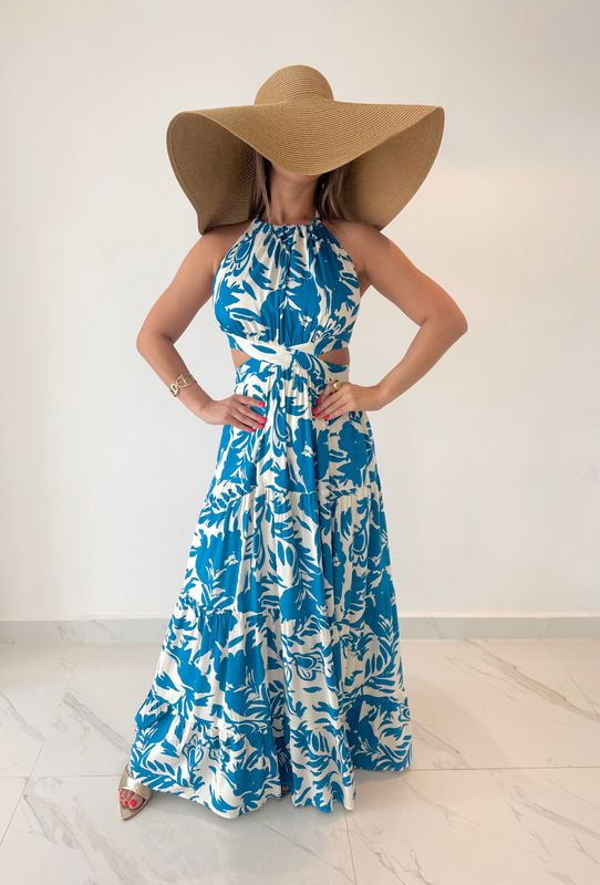 Blue Santorini Maxi Dress