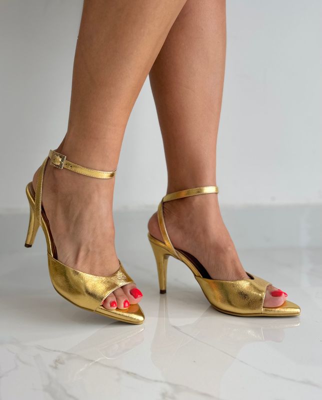 Gold Exclusive Heels 100% Leather