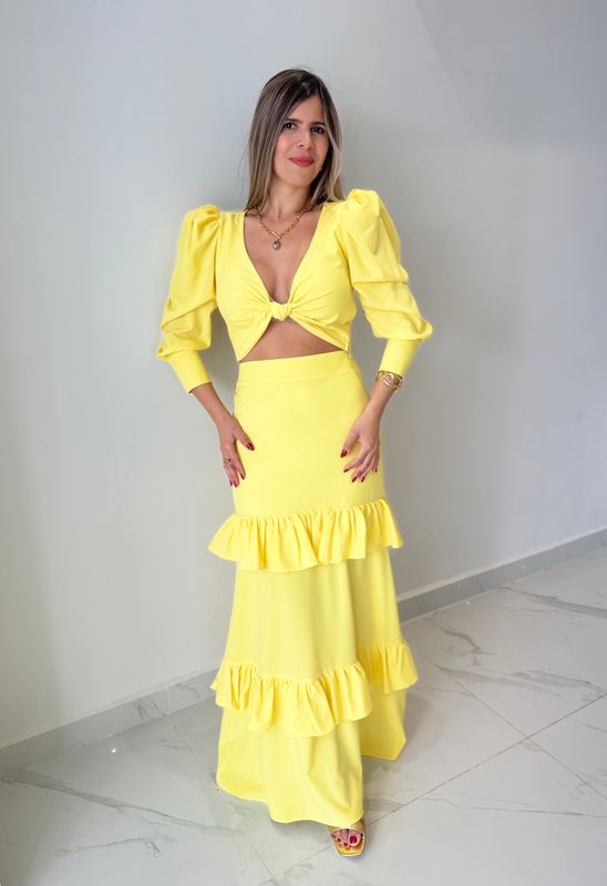 Yellow Spring Nostrum Brand Skirt Set
