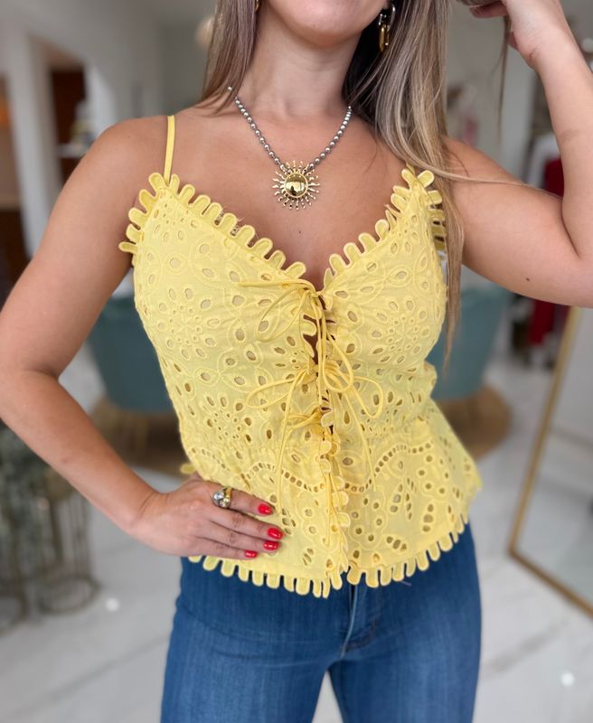 Yellow Broderie Top