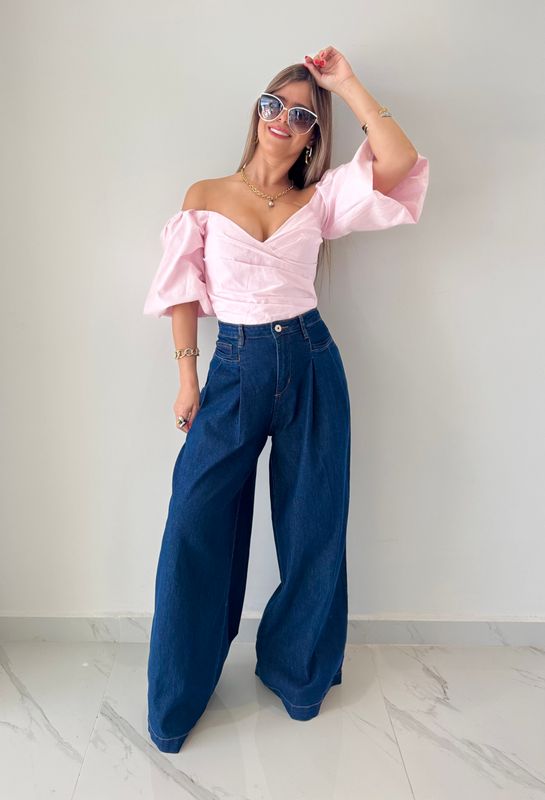 Pink Linen Off Shoulder Top