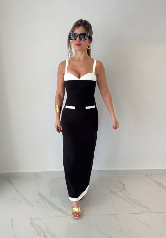 Black &amp; White Long Tube Dress