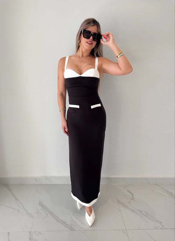Black &amp; White Long Tube Dress