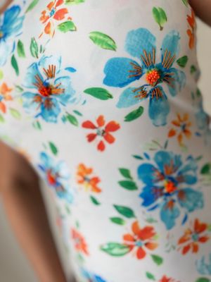 Blue Flowers Exclusive Designer One Piece Swimsuit