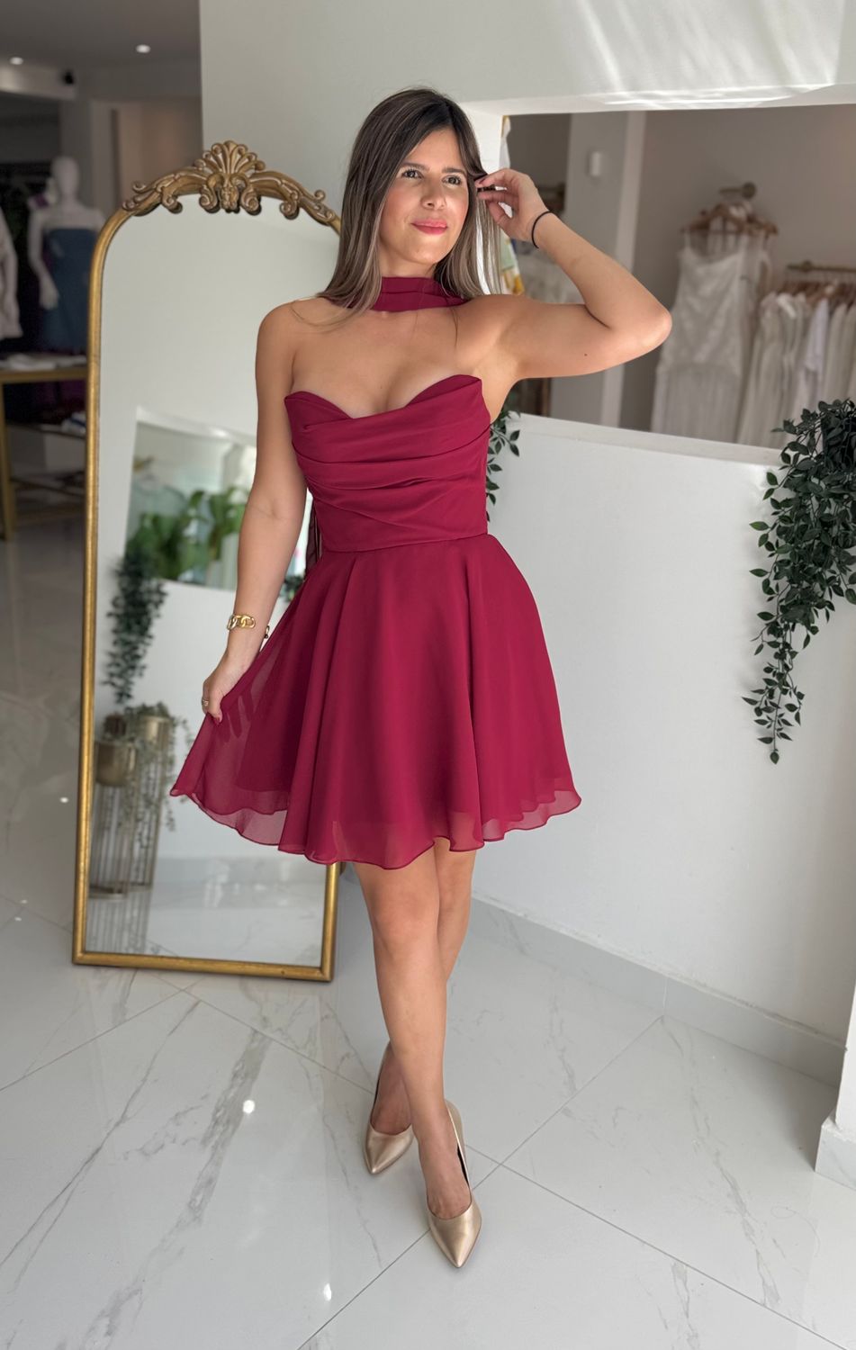 Burgundy Corset Dress
