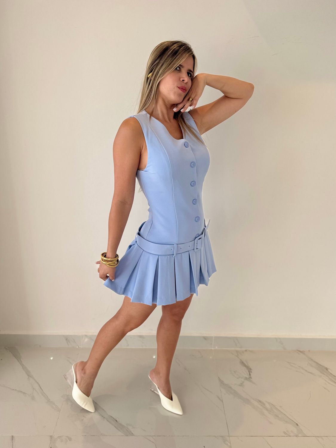 Light Blue Casual Business Short Dress