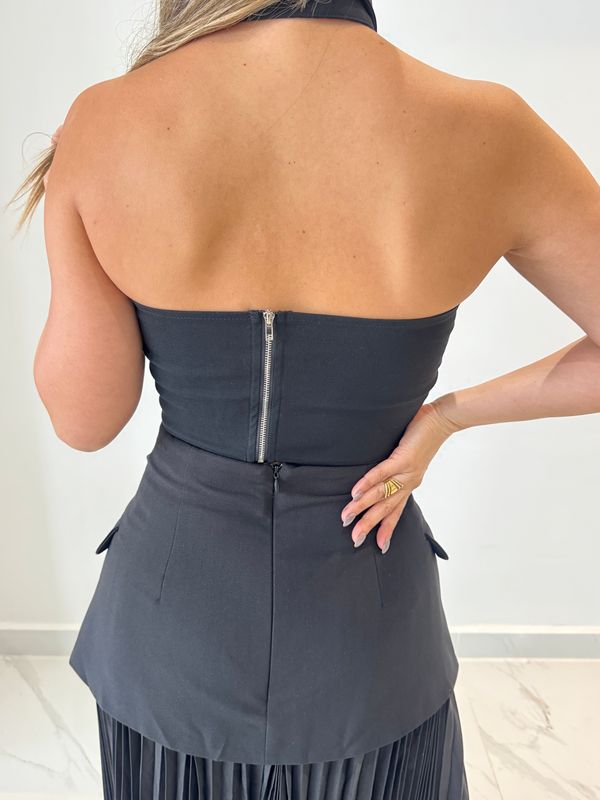 Black Bustier With Necktie
