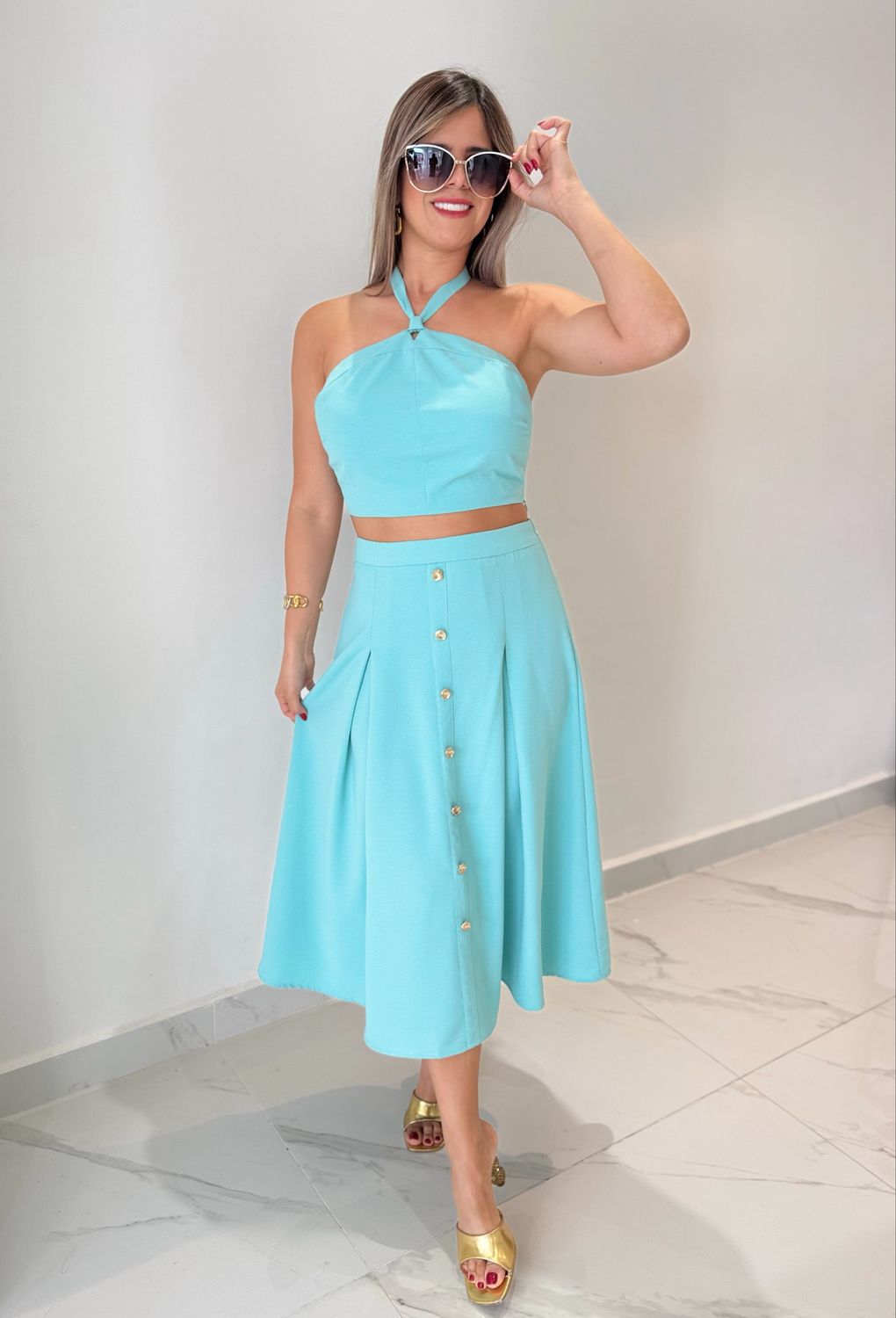 Aqua Midi Skirt Set