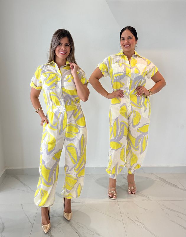 Yellow Printed Nostrum Brand Jumpsuit