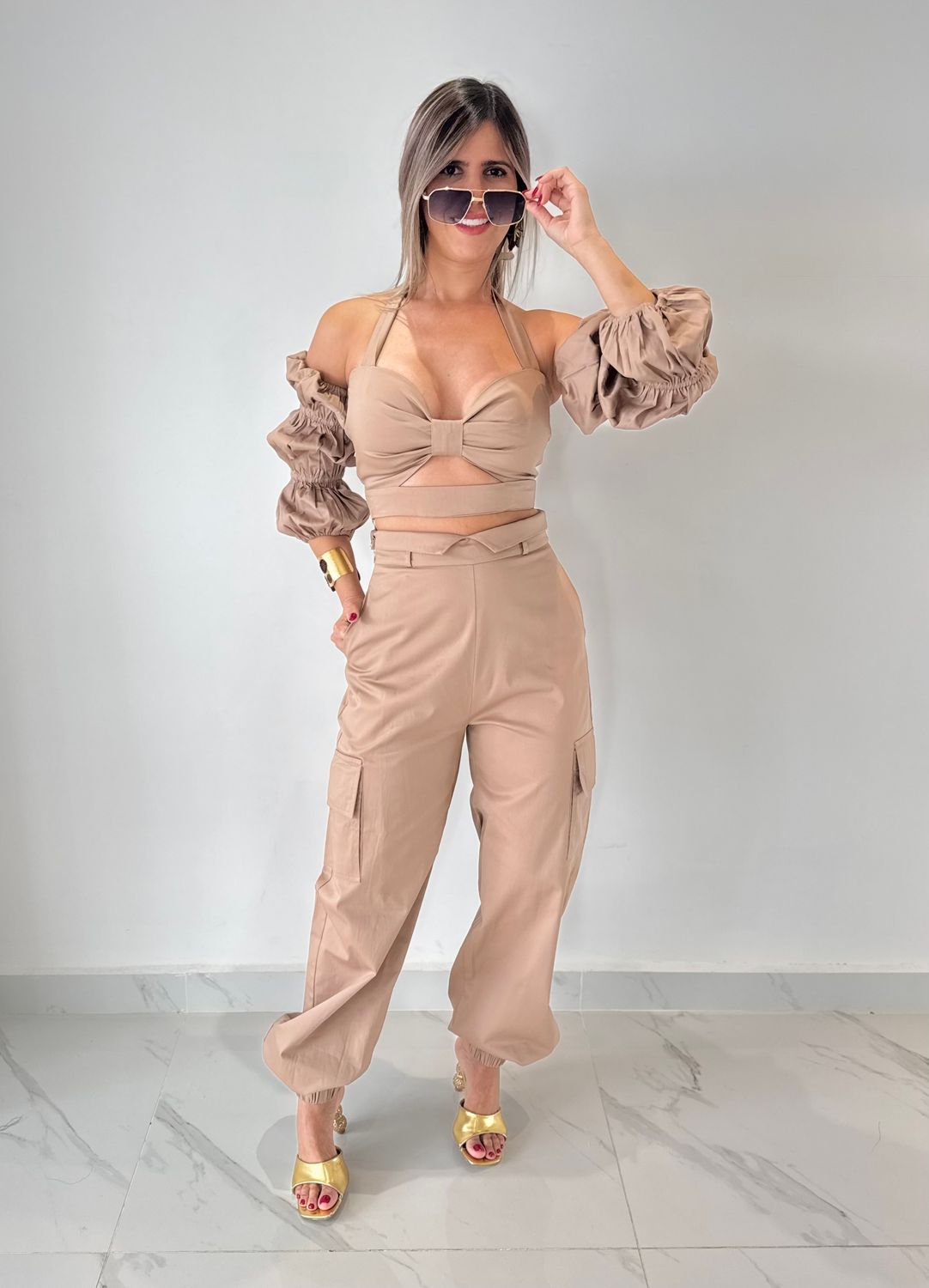 Hazelnut Nostrum Brand Pant Set