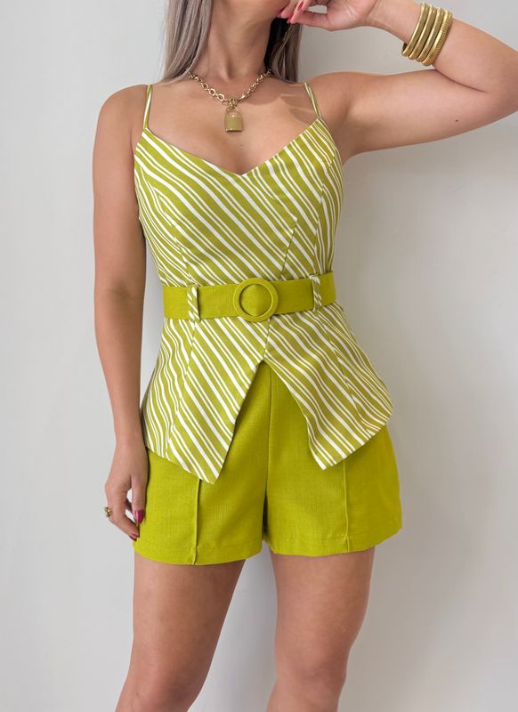 Lime Green Short Pant Set