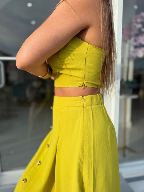 Lime Green Midi Skirt Set