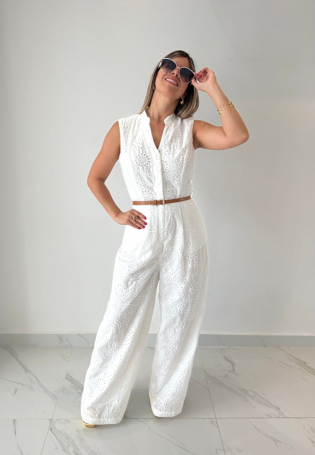 White Broderie Jumpsuit