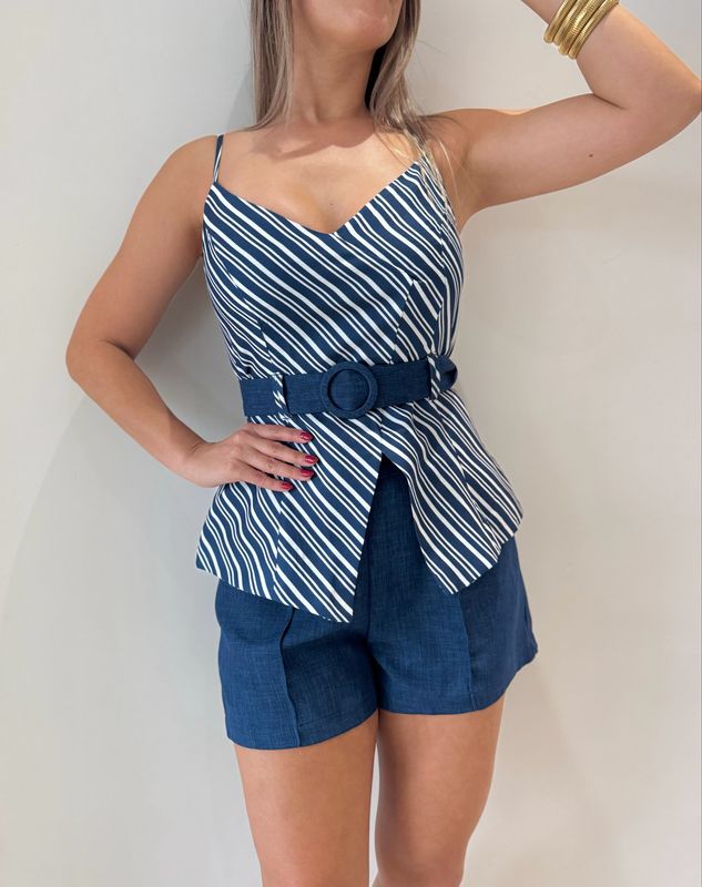 Navy Blue Short Pant Set