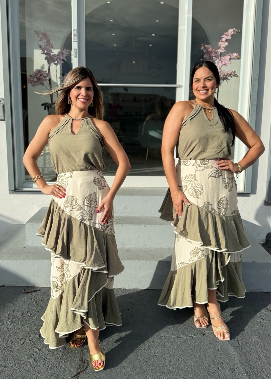 Sage Flowers Exclusive Skirt Set