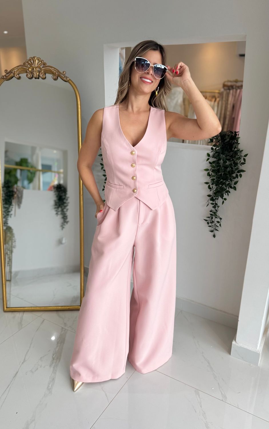 Pink Pastel Business Vest Pant Set