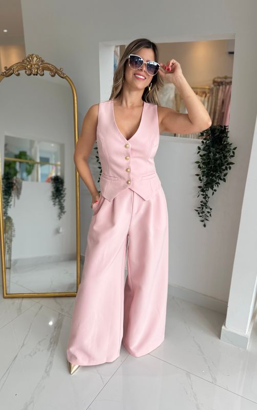 Pink Pastel Business Vest Pant Set