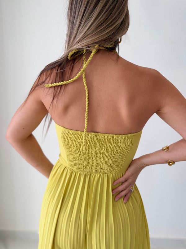 Lime Green Pleated Jumpsuit