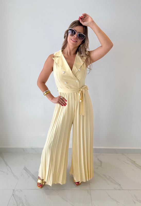Light Butter Pleated Jumpsuit