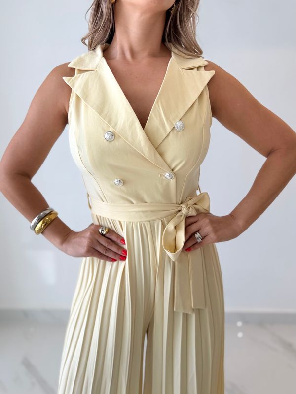 Light Butter Pleated Jumpsuit