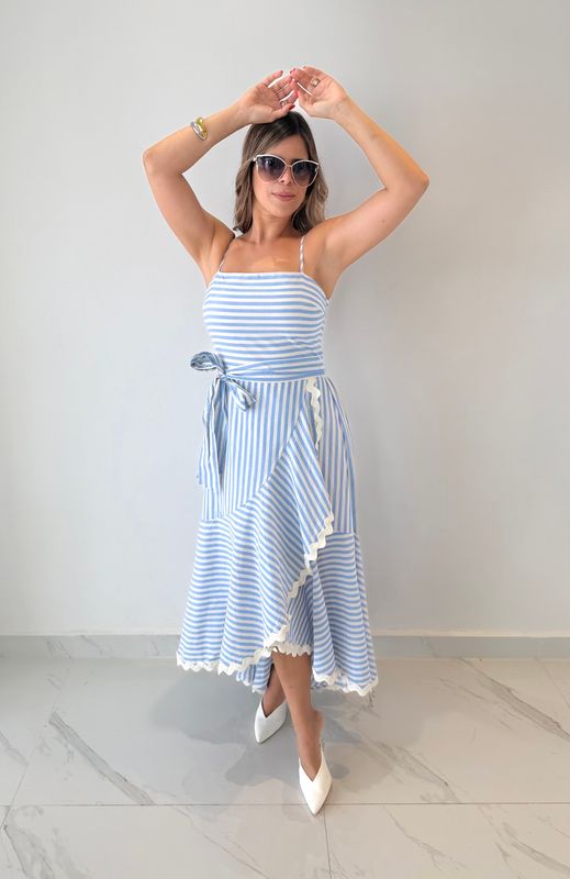 Blue Stripes Midi Dress
