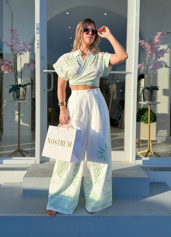 Tropical White Pant Set