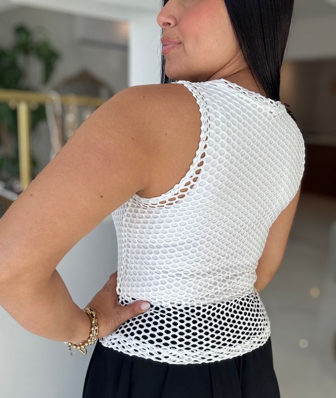 White Mesh Sport Top