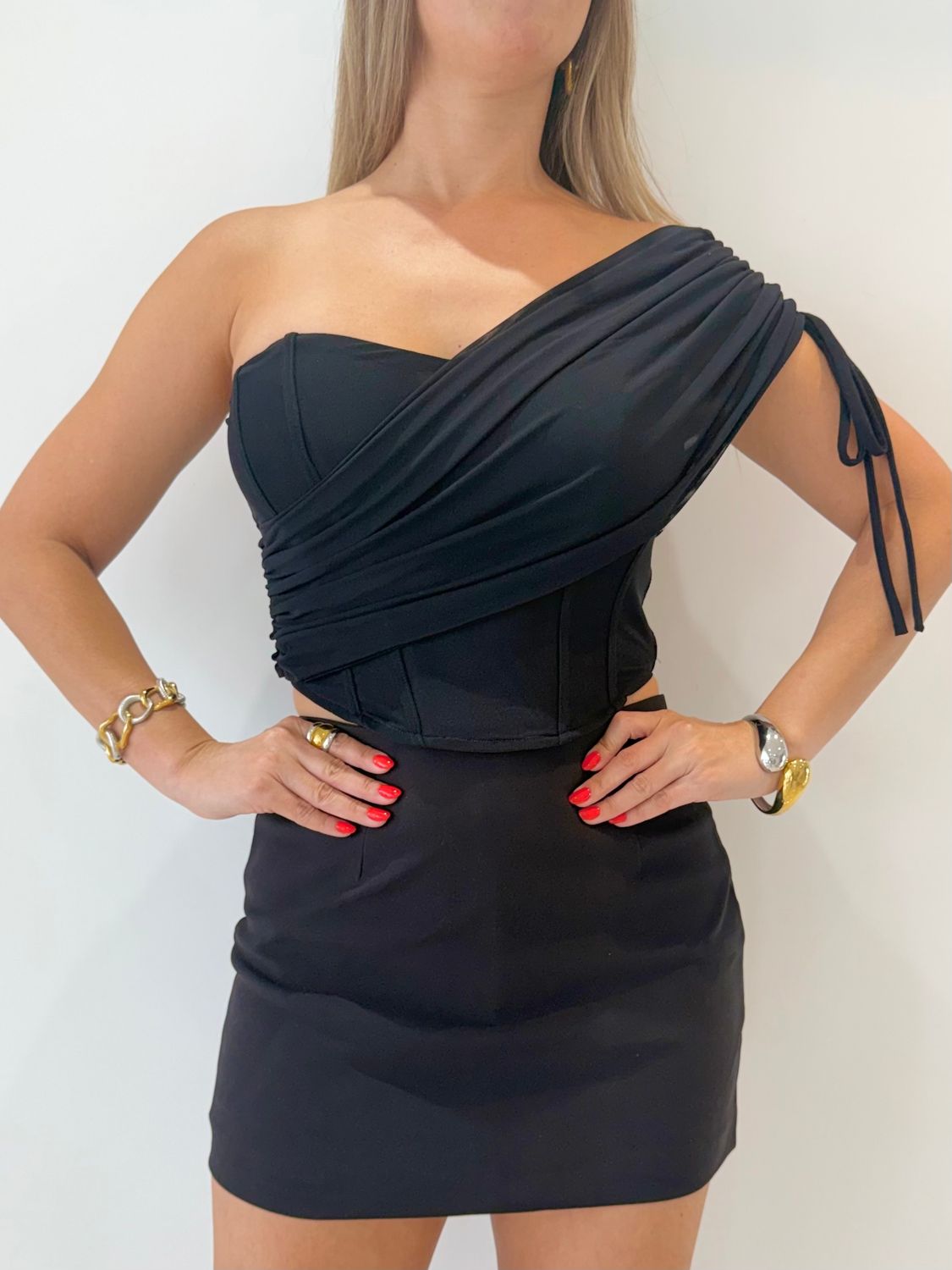 Black One Shoulder Bustier