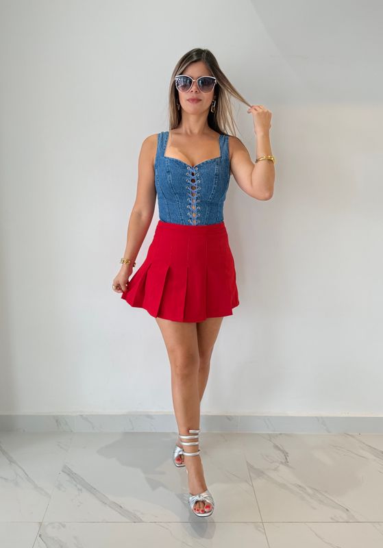 Red Pleated Skort