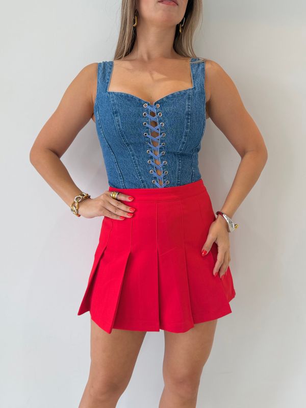 Red Pleated Skort