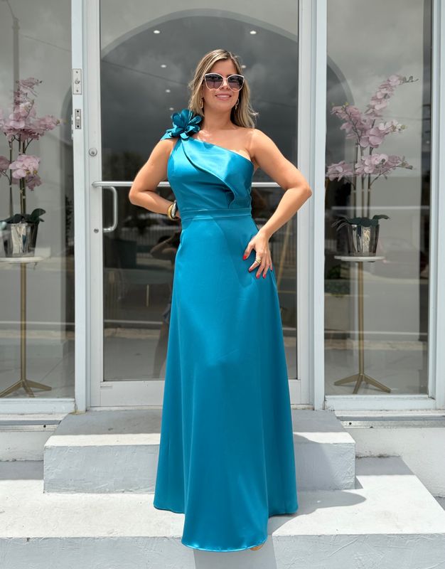 Teal Exclusive One Shoulder Formal Dress