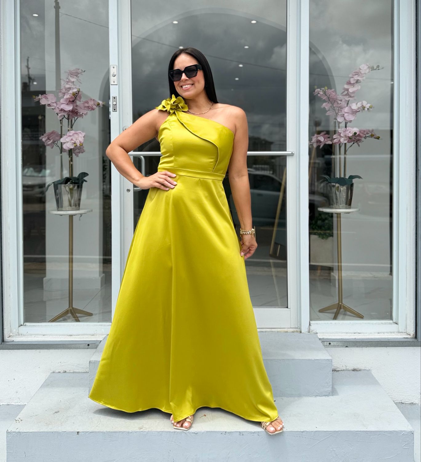 Green Exclusive One Shoulder Formal Dress