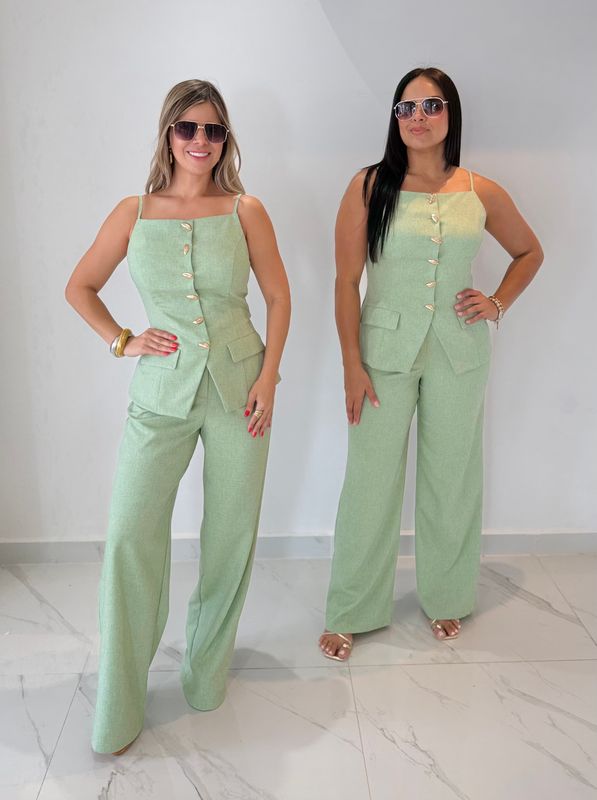 Sage Elegant Vest &amp; Pant Set