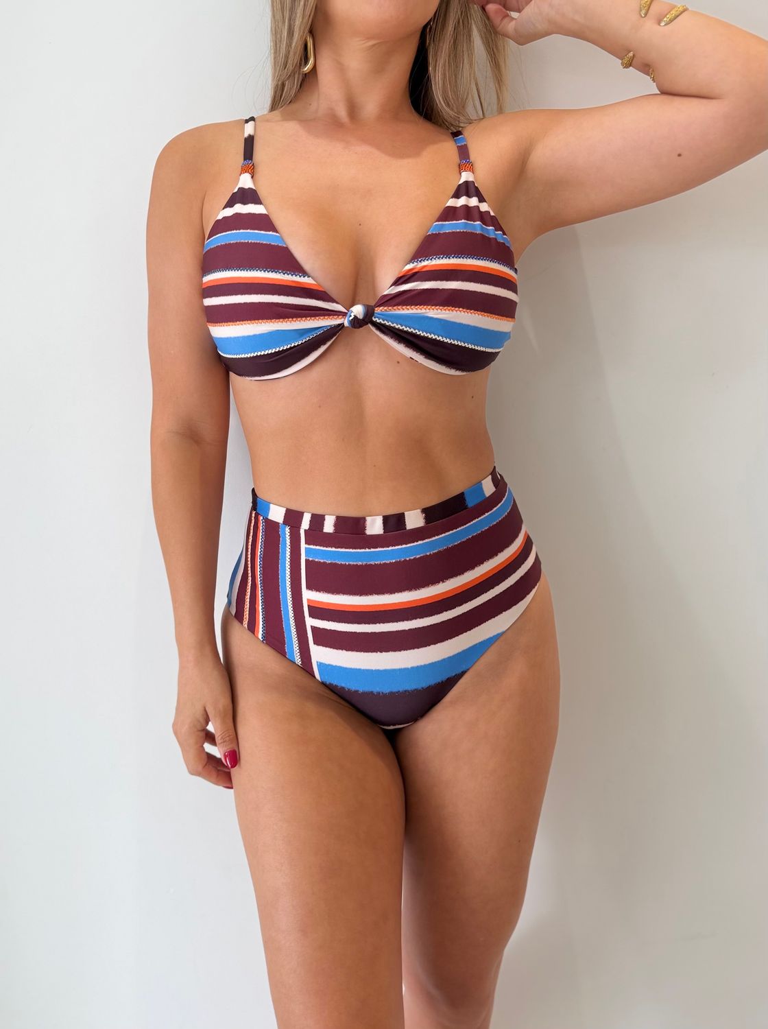 Reversible Striped High Waisted Bikini