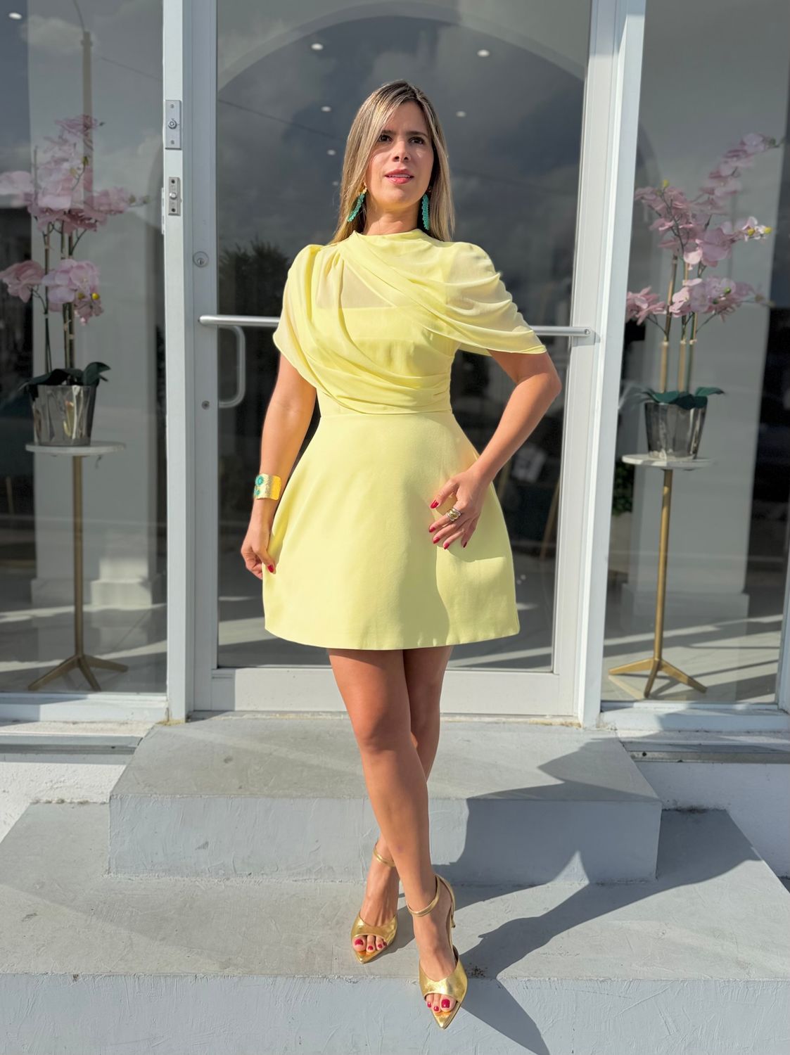 Yellow Elegant Short Dress