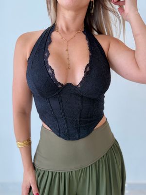 Black Halter Lace Bustier