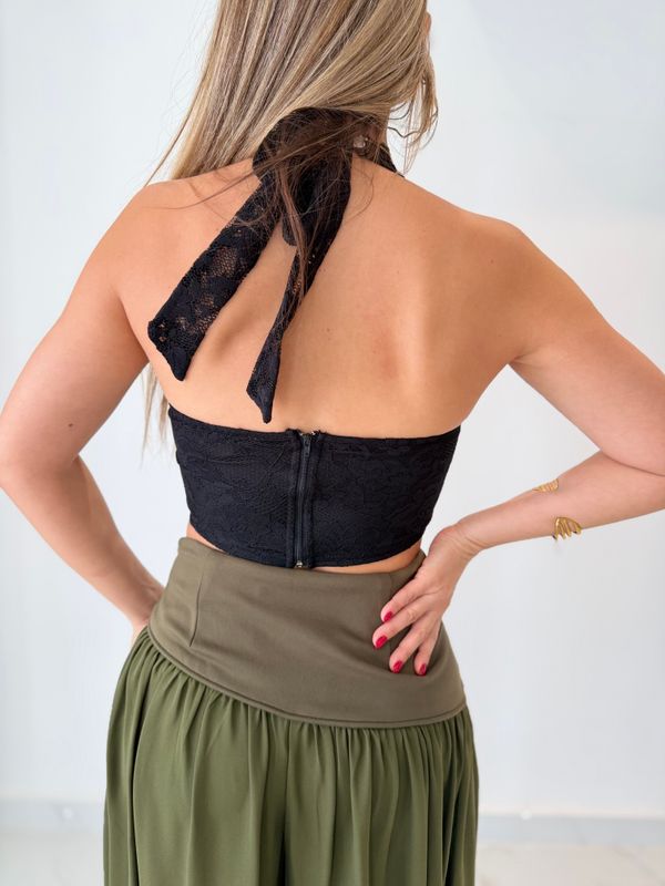 Black Halter Lace Bustier